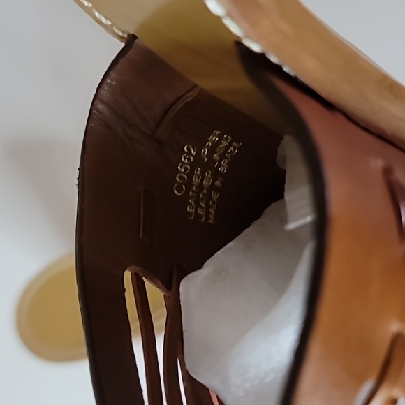 J. CREW Leather Weave Block Heel Peep Toe Cognac - Picture 5 of 8